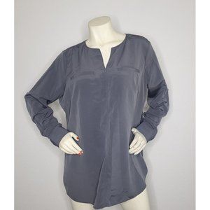 Lands' End Women's Roll Sleeve Splitneck Tunic Soft Blouse Soapstone 18